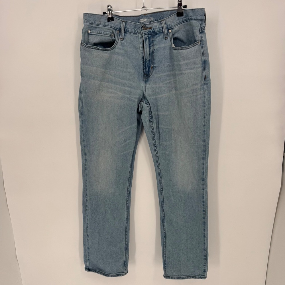 Old Navy Mens Straight Built in Flex Light Wash Relaxed Denim Jeans 36